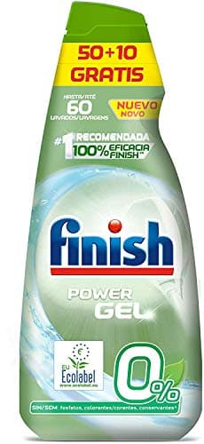 Finish 0% Gel Detergente para Lavavajillas, Certificado Ecológico - 60 Dosis