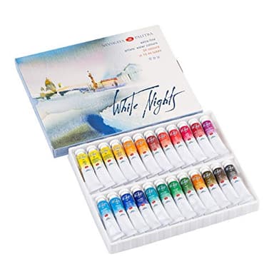 Set de tubo de acuarela – Pinturas de calidad de artista de grado profesional - 24 colores en tubos de 10 ml – Marca de rango superior WHITE NIGHTS desde Rusia