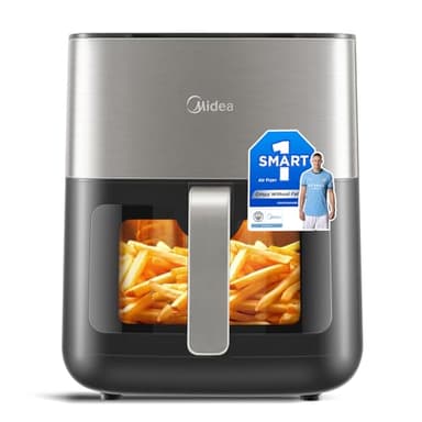 Midea Freidora de Aire Inteligente, Air Fryer 6,5L con Ventana y Pantalla Táctil LED, 10 Programas Automáticos, Temperatura y Tiempo Regulables, 90% Menos aceite, Compatible con Smartphones y App