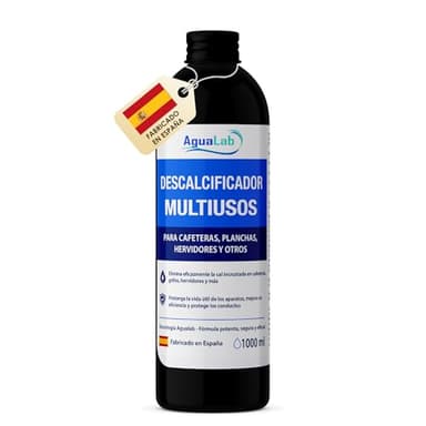 Agualab Descalcificador Cafetera 1 Litro | Origen Natural, Sin Fragancia | Elimina Cal Incrustada | Compatible con Cafeteras Delonghi, Nespresso, Dolce Gusto y mas