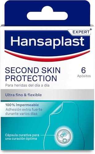 Hansaplast Second Skin Protection Apósito Avanzado, Apósito impermeable, ultrafino y flexible, Fuerte adhesión, Para aliviar el dolor y curar heridas, 6 uds.