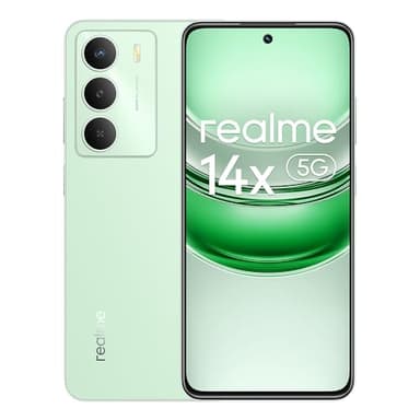 realme 14x 5G Smartphone,Procesador Dimensity 6300 5G,50 MP AI Cámara,120Hz 6.67" HD+ Pantalla,6GB+128GB Telefono Movil,Batería 5000mAh,Dual SIM Android 14,NFC IP64, Sin Cargador,Verde