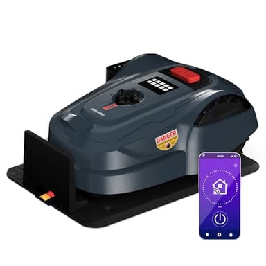 blumfeldt Robot Cortacésped 1000m2 - Control App, Batería Li-Ion, Carga Automática, Silencioso, Sensores de Lluvia & Colisión, Altura de Corte Ajustable, Jardines Grandes, Gris Oscuro