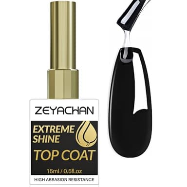 ZEYACHAN Top Coat Semipermanente Brillo- 15ML - No Wipe Top Coat Gel Uñas Esmalte Semipermanente UV/LED Soak Off, Uñas De Gel Profesional- Super Glossy - Duradero - para Manicura y Pedicura