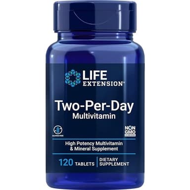 Life Extension, Multivitamin Two per Day, 120 Comprimidos, Probado en Laboratorio, Sin Gluten, Sin Soja, No GMO, Multivitaminas, Vitaminas y minerales esenciales