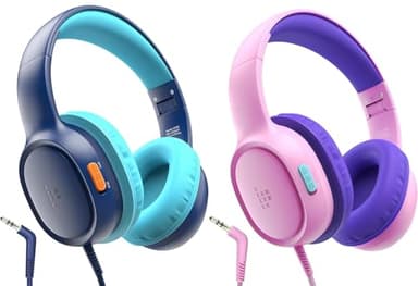 Tronsmart KH01 2Pcs Auriculares para Niños, Volumen de Seguridad Plegable 85/93dB, HD Estéreo Conector de 3,5 mm Auriculares Supraaurales con Cable para Niñas y Niños, Escuela, Viajes, Tabletas