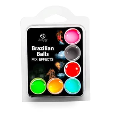 Secret Play - Set 6 Brazilian Balls Triple Efecto | Aceite para Masaje Aromático | Triple Efecto | 6 Unidades