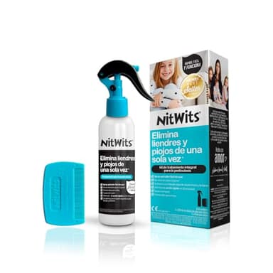 NitWits Spray Antipiojos Todo en Uno – Tratamiento Rápido de 20 Minutos sin Peine Durante el Uso – Con Peine para Después del Tratamiento – 120 ml para Niños