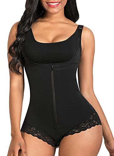 SHAPERX Body Reductor Mujer Fajas Reductoras Colombianas Shapewear Moldeadora Body Shaper Control de Abdomen Bodysuit Posparto, UK-SZ7200-Black-L