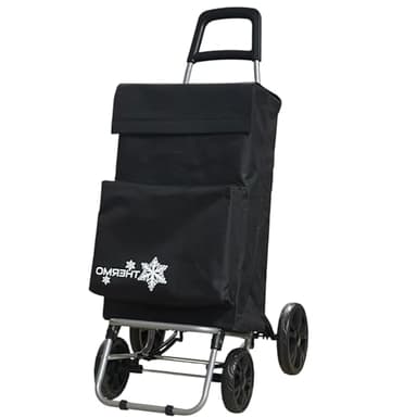 Various Carrito de Compra Plegable con Bolsa Térmica Impermeable y 4 Ruedas,Ligero, 105x44x38cm,40 litros,Resistente y Reutilizable – Negro