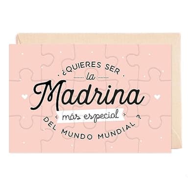 Manahia - Puzzle Madrina - ¿Quieres ser mi Madrina? - Idea Original Anuncio Embarazo - Mensaje Sorpresa con Sobre Kraft - Rompecabezas - Diseño Francés