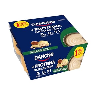 Danone Natillas Proteicas Sabor Avellana Chocolate Blanco, 4 x 120g