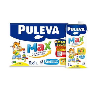 Puleva Max Original Leche de Crecimiento y Desarrollo +3 Años 1L (Paquete de 6)