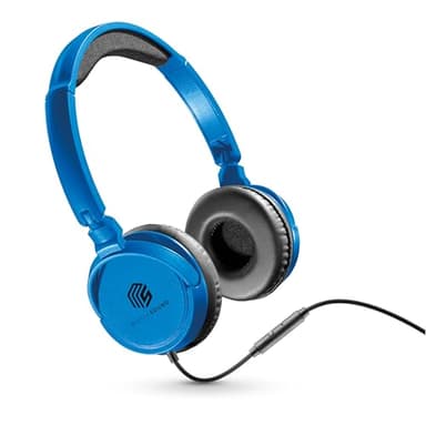 Music Sound | Headband con Cable Basic | Audífonos Auriculares Stereo Supraaurales Diadema Expandibles con Jack 3.5 mm y Micrófono - Plegable - Color Azul