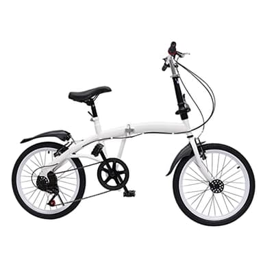 SHZICMY Bicicleta, 20 pulgadas, bicicleta plegable unisex para adultos, bicicleta de montaña de acero al carbono, color blanco, doble freno V Commuter 6 velocidades plegable