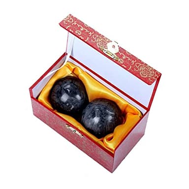 STCREE Bolas de mano de mármol de 3,5 cm, bolas chinas baoding negras y grises para la salud, meditación y fitness, mano para terapia de mano, gris oscuro sin campanillas TQGJST10