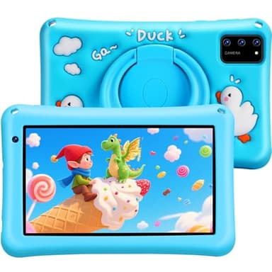 BRILLAR Tablet para niños 7 Pulgadas, Android 13,8GB RAM + 64GB (Ampliable 256GB), Octa-Core,Certificado Google, Control Parental,Bluetooth,Carcasa Silicona(Auzl