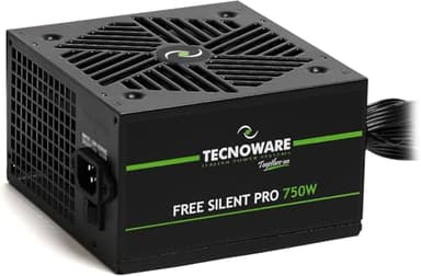 Tecnoware Power Systems Fuente de Alimentación Free Silent Pro ATX 750W para PCs Avanzados con Tarjeta Gráfica NVIDIA GeForce GTX - RTX, Ventilador Silencioso, Conectores PCI-E, CPU 4 + 4, SATA, Molex