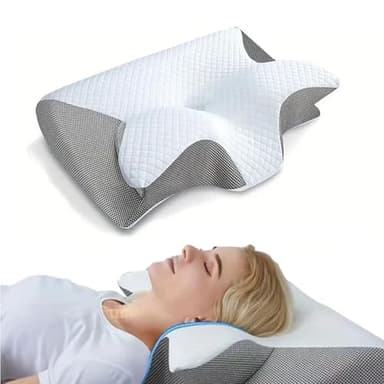 Almohadas para ronquidos para la apnea del sueño, almohada cervical ergonómica de espuma viscoelástica con funda transpirable para personas que duermen de lado, espalda y estómago, mejor secreto para