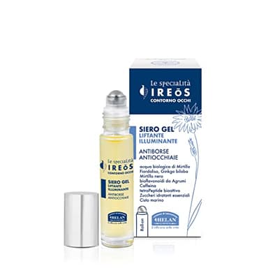 Helan, IREOS - Contorno de Ojos Ojeras Efecto Lifting, Contorno de Ojos y Bolsas Suero Desinflamante en Fórmula Gel con Roll On de Acero Frío - Producto Iluminador Anti-Edad, 10 ml