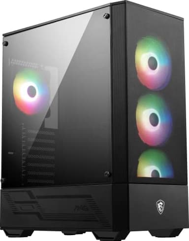MSI MAG FORGE 112R Caja PC Mid Tower - Vidrio Templado, Admite ATX, Micro-ATX y Mini-ITX, Panel Frontal Mallado, 4 Fans ARGB 120mm c/Controlador, Filtro de Polvo Magnético