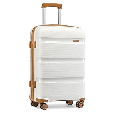 Kono Maletas de Viaje Rígida 4 Ruedas Trolley, Maleta Mediana 24 Pulgadas, Resistente y Ligera, Cerradura TSA, Cremallera YKK, Crema con Marrón