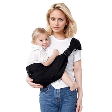 Portabebés para Recién Nacido (0 a 36 Meses) - Fular Portabebé Ergonomico y Marsupio Lateral - Portabebés de Cadera Ajustable(Negro)