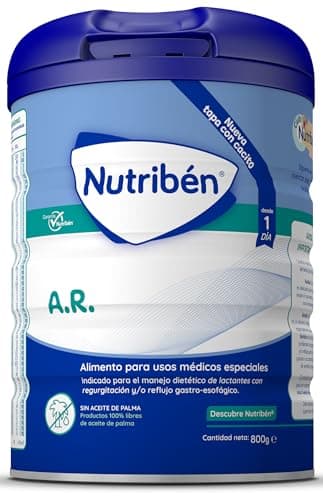 Nutribén AR - Leche en Polvo Bebé AntiReflujo y AntiRegurgitación desde el Primer Día | sin Aceite de Palma | con Cacito Dosificador Incluido más Higiénico | 1 Bote de 800g