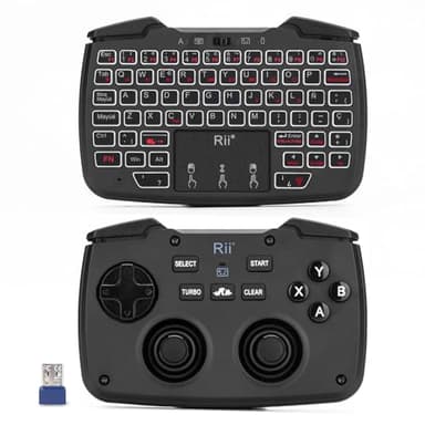 Rii RK707 Teclado Inalámbrico 3 en 1 con Controlador de Juegos y Mouse, Retroiluminado