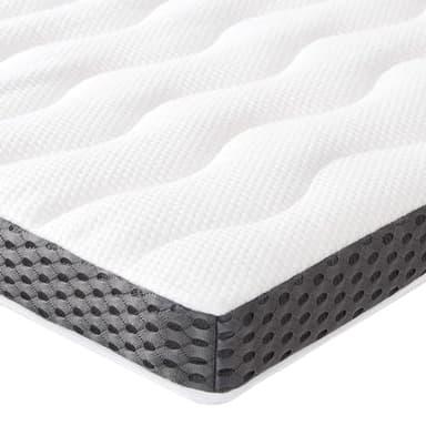 Amazon Basics Colchón de Espuma viscoelástica Topper con memoria con Funda removible y lavable, 160 x 190 cm, 7 cm, Blanco