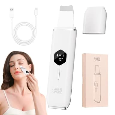 CARER SPARK Peeling Ultrasónico Facial Skin Scrubber Limpiador Ultrasonidos Facial con 4 Modos e Intensidad Ajustable,Limpieza Profunda Eliminación de Puntos Negros Exfoliación Suave Recargable USB