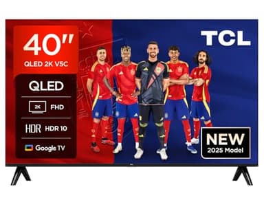 TCL 40V5C - Smart QLED Full HD de 40" Direct LED TV con Android TV y HDR - Compatible con Google Cast y Google Home, diseño Delgado [Clase de eficiencia energética F]