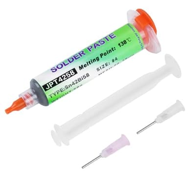 Flintronic Flux para Soldar Estaño, 50 g Flux Soldadura Electronica, Pastas para soldaduras sin Limpieza, con 1 Empujador y 2 Agujas, Punto de Fusión 138°C, para Reparación de BGA/IC/CPU/PCB/SMD