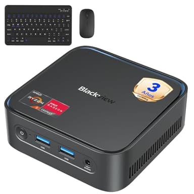 Blackview 2026 MP50 Mini PC con Teclado y ratón incluidos, Ryzen 5 3500U, Gráficos Radeon Vega 8, 16GB RAM 512GB SSD, Win 11 Pro Mini Ordenador de Sobremesa, Dual WiFi,4K@60Hz, para Trabajar y Jugar