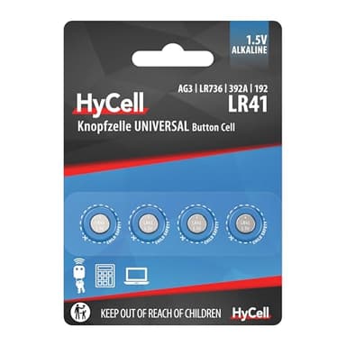 HyCell 1516-0025, Juego de pila de botón alcalina, 4 Unidades, Paquete de 1