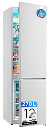 Midea Frigorífico Combi No Frost 55 cm ancho x 180 cm Blanco - Nevera libre instalación 199 L + 71 L Congelador - Refrigerador de bajo consumo con congelador vertical | Color Blanco