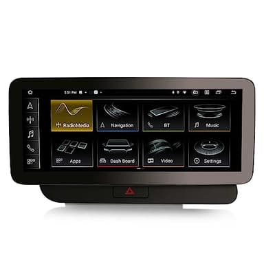 Erisin 12,3" Android 14 8GB+128GB 8-Core Radio de Coche Estéreo Navegación de Automóvil para Audi Q5 2009-2016 (Alta Configuración) Soporta Wireless CarPlay Android Auto Bluetooth 5.0 WiFi MMI Canbus