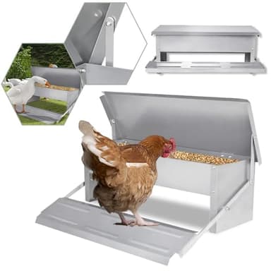 ACXIN Comedero automático para pollos, comedero automático de gallinas, a prueba de ratas, alimentador automático de pollos, comedero para aves de corral para 5 kg con pedal de apertura automática y