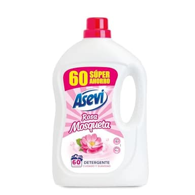 Asevi Detergente Líquido para Lavadora Rosa Mosqueta - Detergente para Ropa Blanca y de Color con Fórmula Concentrada - Jabón de Rosa Mosqueta para una Ropa Limpia y Suave - 60 Lavados