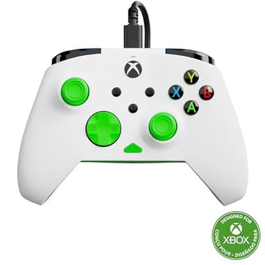 Turtle Beach Rematch Core Blanco/Verde - Mando con cable - Con licencia para Xbox Series XS, Xbox One y PC - Botones de audio, motores de vibración y disparadores de pulso, cable de 3 m