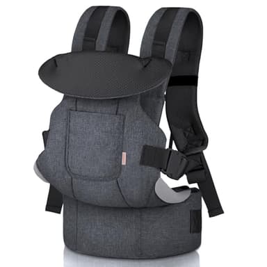GAGAKU Mochila Portabebés Porta Bebes 0-36 meses Advanced 4 in 1 con Porteo Bebe Ergonómica Fácil de llevar con posibilidad de llevar al niño mirando hacia adelante y hacia atrás-Negro Gris Oscuro