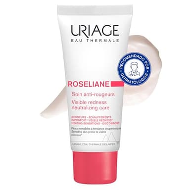 Uriage Roséliane Crema Anti-Rojeces 40ml - Manteca de Karité, Extractos de Ginseng y Algas - Calma, Hidrata y Reduce Visiblemente las Rojeces - Crema Facial Rica - Confort Duradero - No Comedogénica