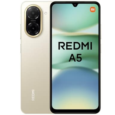 XIAOMI Redmi A5 - Smartphone de 4+128GB, Pantalla inmersiva de 6,88" 120 Hz, Potente procesador Octa Core, Cámara Dual AI de 32 MP, 5200 mAh, Cargador no Incluido, Dorado (Versión ES)