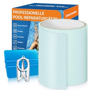 Parches Piscina Bajo Agua,Cinta Adhesiva Para Piscinas 10cm x 250cm,Kit de Reparación Liner Piscinas,Parche Reparación Para Lona Piscina,PVC Flex Tape Adecuado Castillos Inflables,Colchones de Aire
