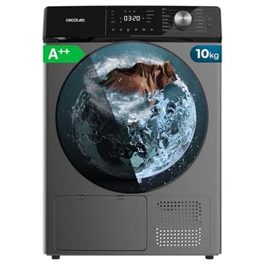 Cecotec Secadora de Ropa Bomba de Calor 10 kg Bolero Dresscode Dry 10355 Steel. Clase Equivalente A++, 14 Programas, 4 Niveles de Secado, Funciones de Stop&Go, Delay Start, KidLock y DiamondCare, Inox
