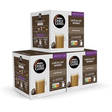 NESCAFÉ Dolce Gusto Café con Leche intenso - Cápsulas de Café, 48 Cápsulas (3 x 16) - Intensidad 9 - Originales para cafeteras Dolce Gusto