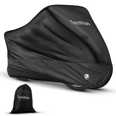 TechRise Funda Bicicleta para 2-3 Bicicletas, Funda Bicicleta exterior Impermeable Anti Viento Polvo UV con Orificios de Cerradura y Bolsa de Almacenaje para Bicicletas de Montaña/ Carretera (Negro)