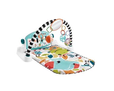 Fisher-Price Glow & Grow Gimnasio-piano pataditas, Alfombra de juego con animales y accesorios de aprendizaje con luces y sonidos, versión castellano, juguete regalo para bebés recién nacidos, HYH60