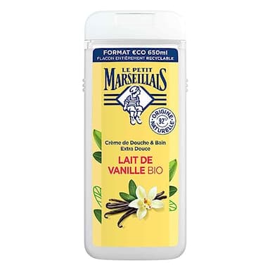 Le Petit Marseillais Gel de Ducha Corporal Extra Suave, Leche de Vainillla BIO, Hidratación y Nutrición para Piel Sensible, con Ingredientes Naturales y Envase Reciclable y Recargable, 650ml