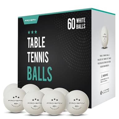 PRO SPIN Pelotas de ping pong blancas de 3 estrellas | 40+ ABS rendimiento | Durabilidad máxima para mesas de interior y exterior